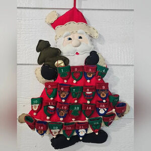 Vintage Dan Dee Santa Claus Christmas Advent Calendar Plush Hanging Wall Decor